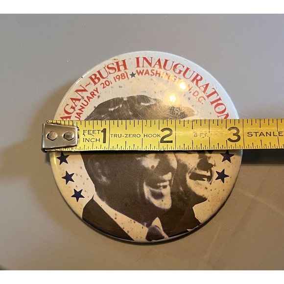 1981 President Ronald Reagan & VP George Bush Inauguration Day 3" Button Pin - Picture 3 of 4